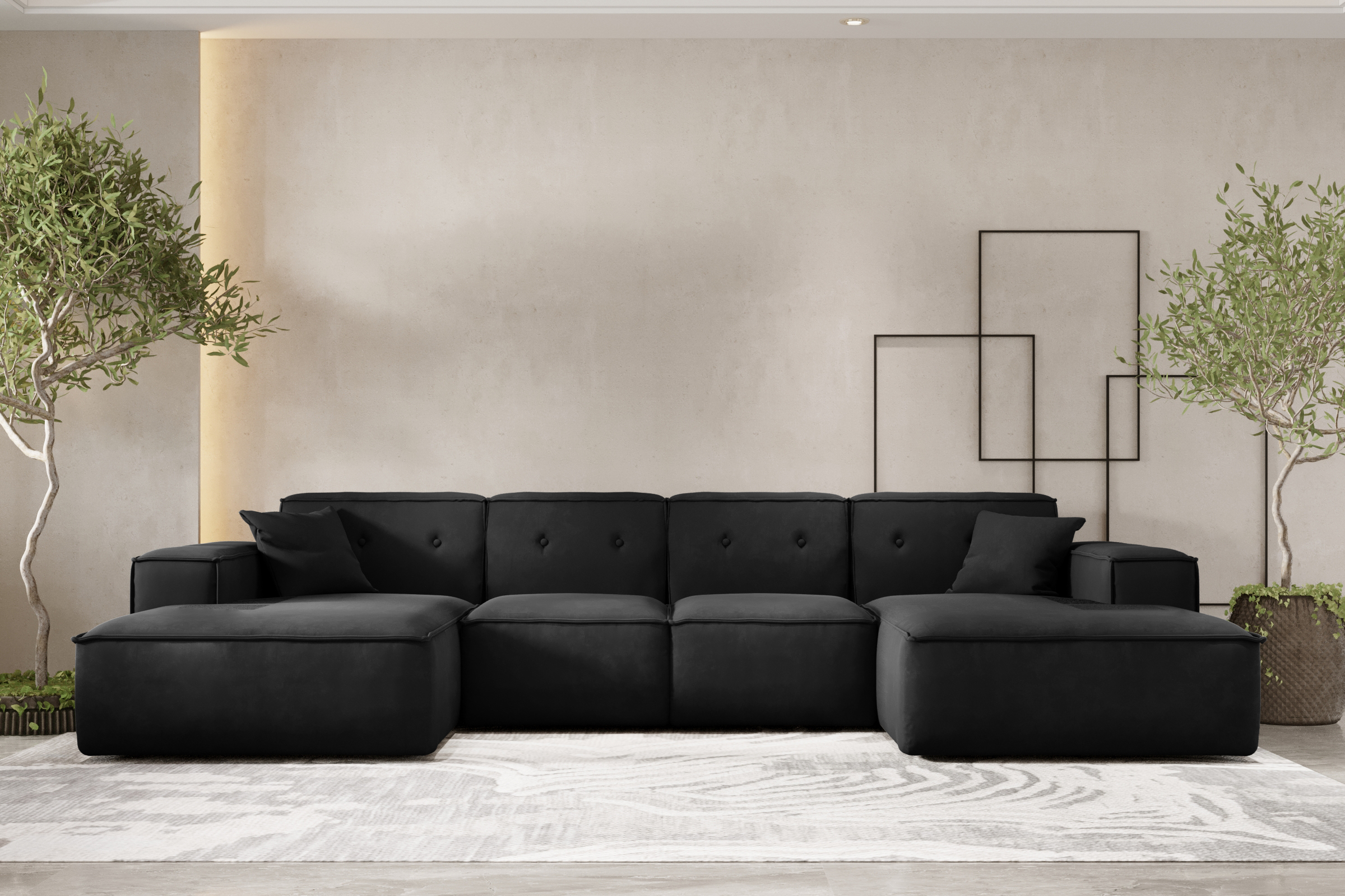Ecksofa LUGA U L Schwarz